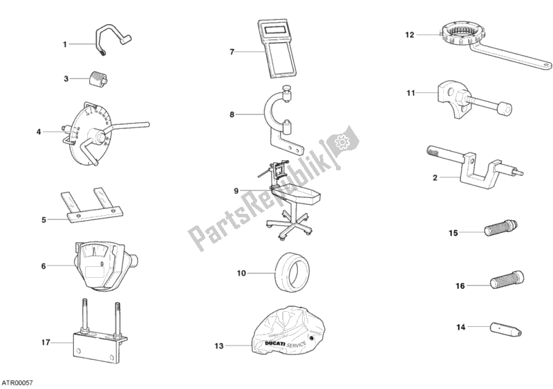 Tutte le parti per il 001 - Attrezzi Di Servizio Da Officina, Motore del Ducati Superbike 999 R 2004